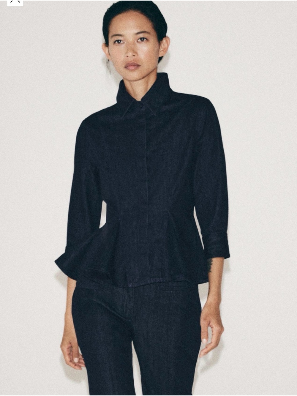 Zara Black Peplum Shirt Jacket